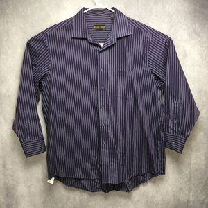 Donald Trump Collection Mens Long Sleeve Shirt size 18 36/37 Purple Striped